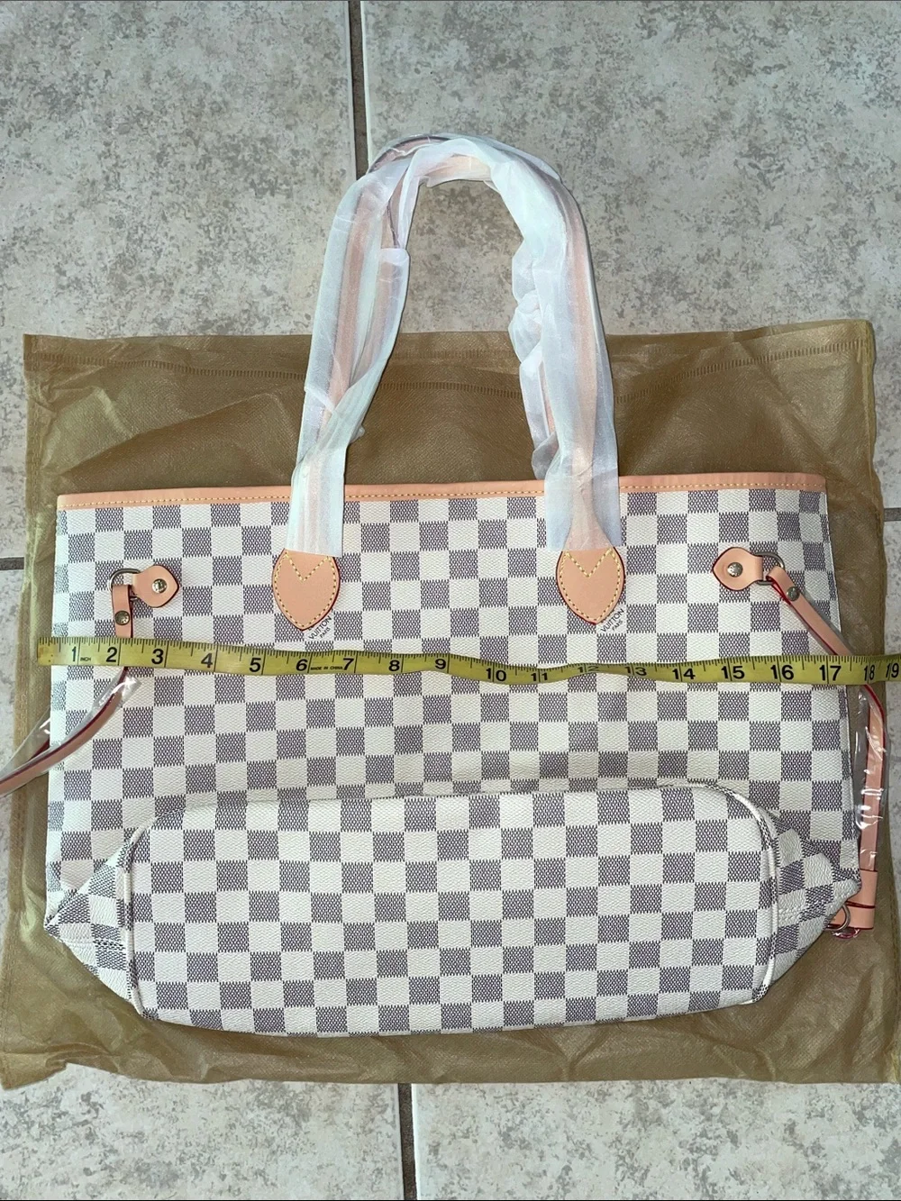 Lookalike Louis grey White Inspired Tote with Pouch shoulder handbag purse